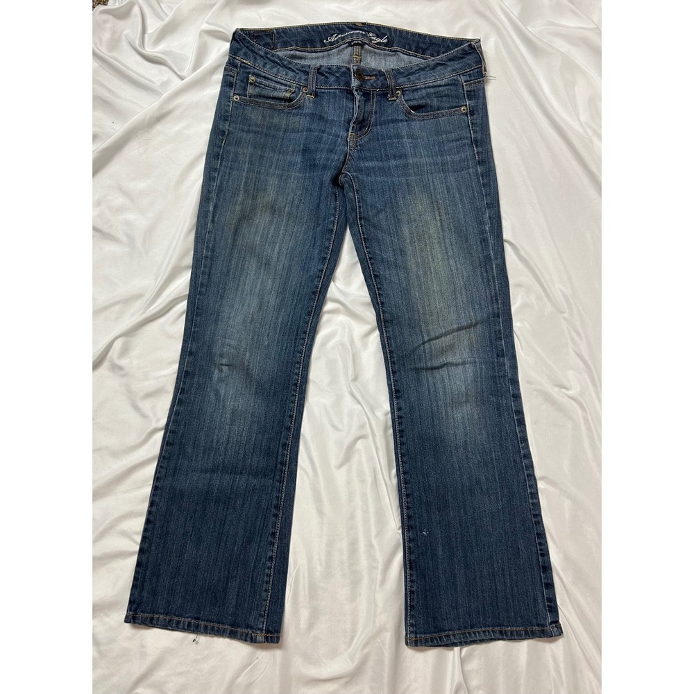 American Eagle Favorite Boyfriend Jeans Blue Medium Wash Stretch Women's 8 Short